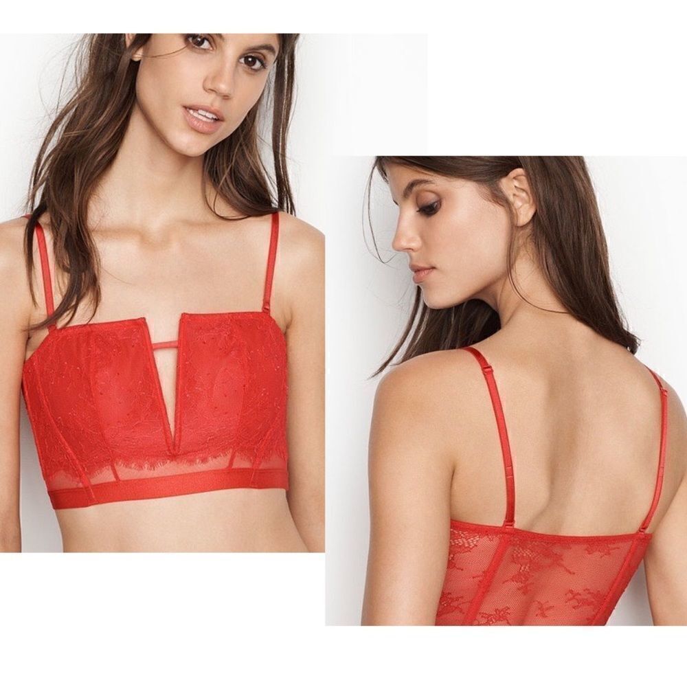 VICTORIA’S secret red lace plunge bustier BNWT